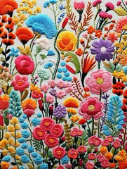 Heirloom Floral Embroidery: Vintage Landscape and Floral Stitch Pattern Showcase