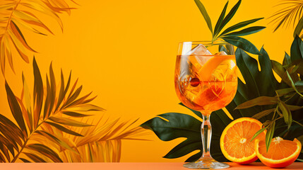 Glass of Aperol spritz with orange