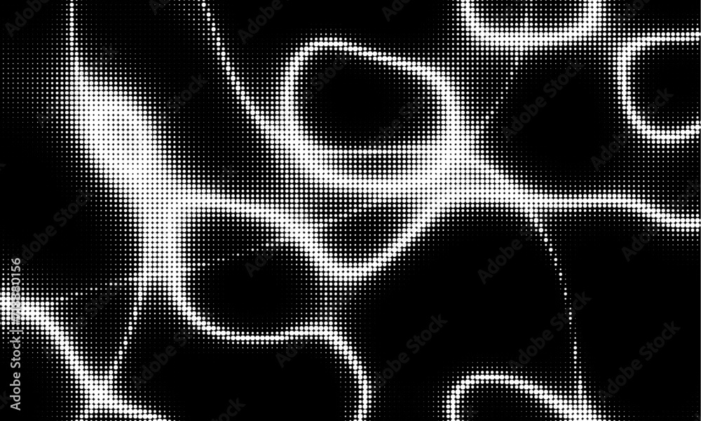 Poster monochrome gradient halftone dots background. vector illustration. abstract grunge dots on black bac