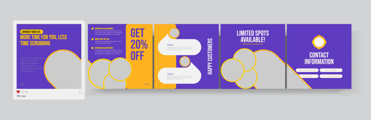 Cleaning services social media carousel, commercial cleaning company Instagram carousel © Hosain