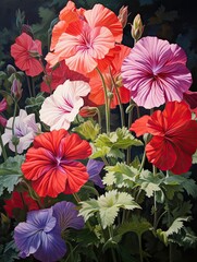 Heirloom Garden Blossom Paintings: Field Painting, Generational Geranium Graphics