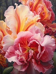 Tulip Tapestry- Sparkling Heirloom Garden Blossom Paintings, Print