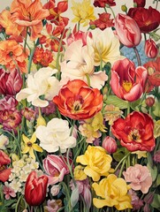 Heirloom Garden: Vintage Tulip Blossom Paintings, Time-honored Art Prints