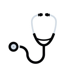 Stethoscope medical symbol. Stethoscope silhouette design isolated on white background. Stethoscope vector illustration.