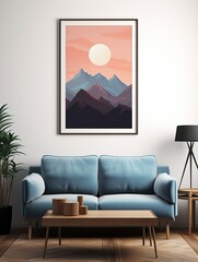 Minimalist Mountain Landscapes: Farmhouse Wall Art featuring Simplified Scenery