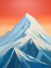 Simplified Summit: Minimalist Mountain Landscapes and Field Painting