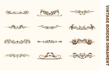 Vintage Border Ornament Illustration Set