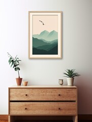 Minimalist Mountain Landscapes: Simplistic Elevation in Modern Vintage Art Print