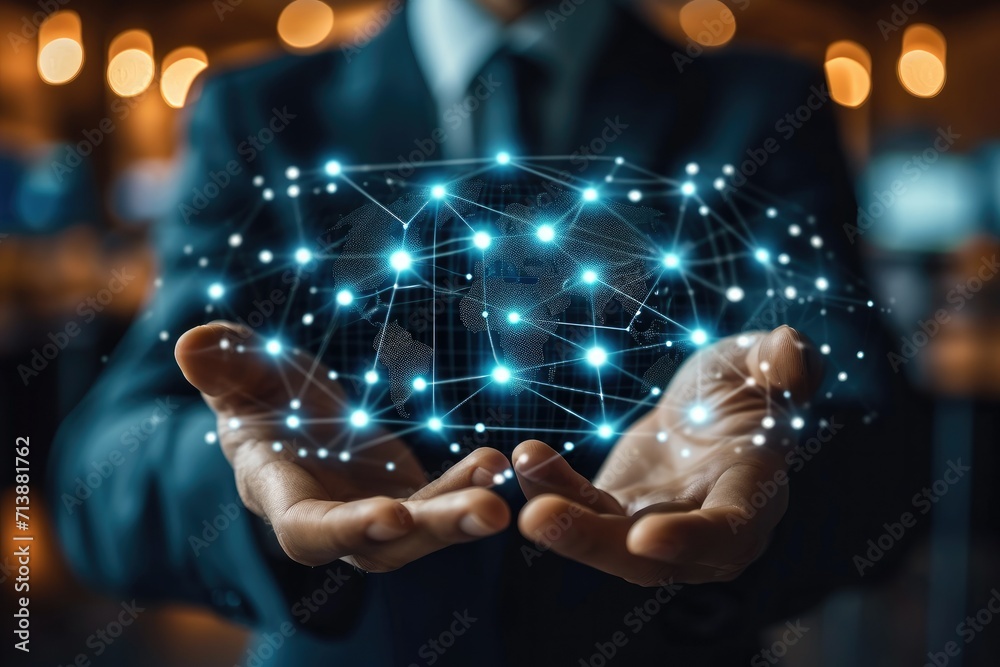 Leinwandbilder data exchanges and client service digital marketing, customer relationship management, businessman t