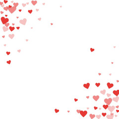 Red hearts scattered on white background.