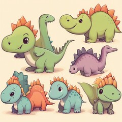 Fototapeta premium cute dinosaur illustration background