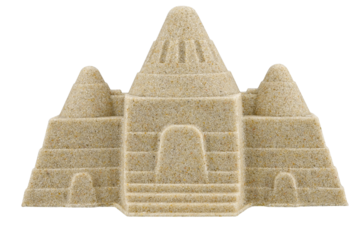 Kinetic sand toy castle isolated on a transparent background.