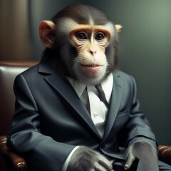 background illustration of a monkey dressed in a suit