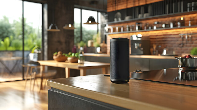 Lifestyle Image of AI-Powered Home Assistant in a Contemporary Kitchen