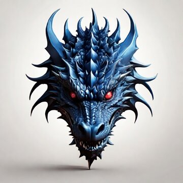 the head of an angry blue dragon
