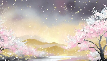 桜の和風イラスト背景 - obrazy, fototapety, plakaty