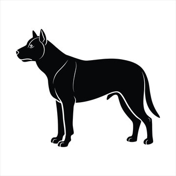 black silhouette of a  dog with thick outline side view isolated