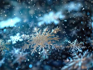 Snowflake Snowflakes Snow Macro Close-up Winter Background Wallpaper Image