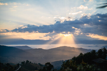 sunset over the mountains