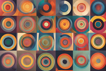 A series of concentric circles in various hues