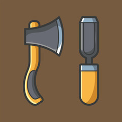 Simple cartoon carpentry and construction tools for home equipment and maintenance vector design art