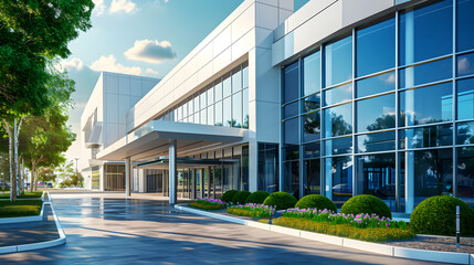 Obraz premium front of hospital, hospital building, hospital outdoor design