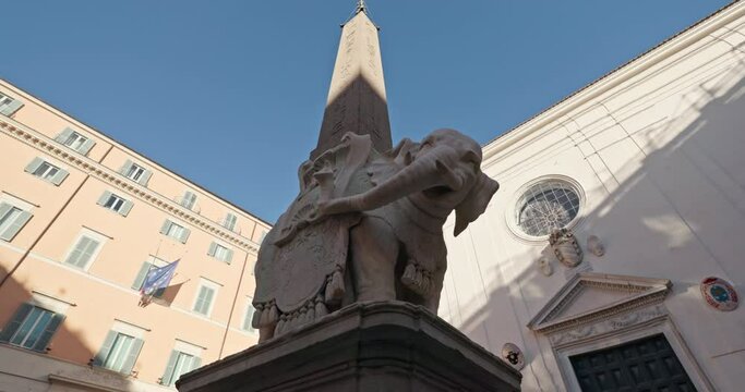 City square, Minerva square, Piazza della Minerva, Rome, Italy. Old monuments, ancient architecture. High quality 4k footage