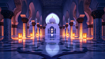 background of a magnificent room inside the mosque - obrazy, fototapety, plakaty
