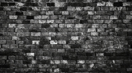 Brick wall background, black grunge texture or pattern for design, wallpaper. Generative ai