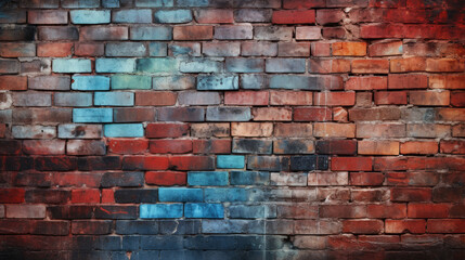 Brick wall background, brash colors grunge texture or pattern for design. Generative ai