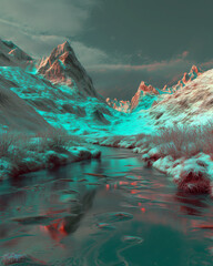 a landscape with a lake