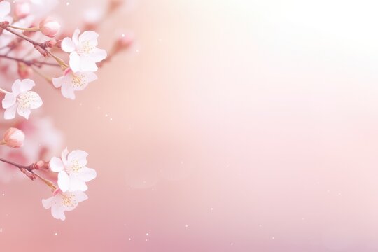 Spring flower abstract pastel pink banner with frame of tender pink flower blossom patterns symbolized beauty, femininity mockup, may, colorful mother's day transparent background with copy space