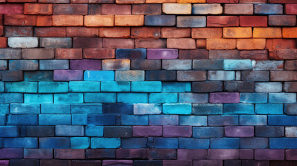 Brick wall background, colorful grunge texture or pattern for design, backdrop. Generative ai