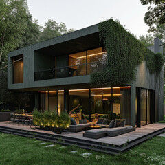 Modern house with outdoor seating area 