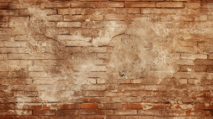 Brick wall background, ecru color grunge texture or pattern for design, wallpaper. Generative ai