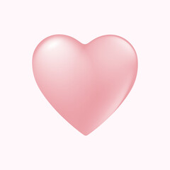 Realistic Heart Shape Closeup. Romantic Pink Glossy Heart Shape Set for Valentine's Day.