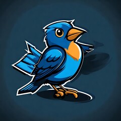 vector style cartoon representation of an isolated bluebird sport mascot. Suitable for a t-shirt design logo