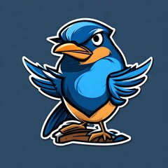 vector style cartoon representation of an isolated bluebird sport mascot. Suitable for a t-shirt design logo