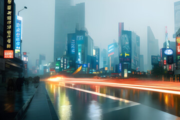 Fototapeta na wymiar rainy day in korea. Generative AI