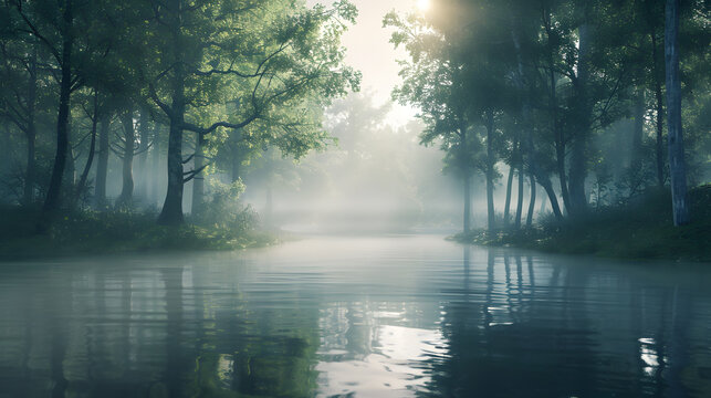 Morning Mist: Reflections on a Serene River © czphoto