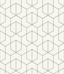 Vector seamless pattern. Modern stylish texture. Repeating geometric tiles with linear hexagons. Contemporary graphic design. Multipurpose thin grid.