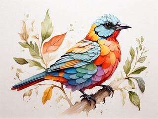 Obraz premium Colorful Bird Art color generative AI Photo