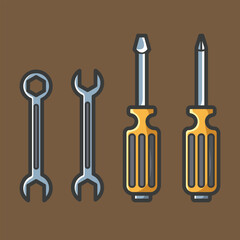 Simple cartoon carpentry and construction tools for home equipment and maintenance vector design art