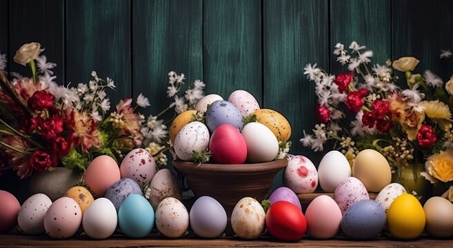 Vibrant easter egg wall backdrop perfect for festive celebrations and photo shoots with its colorful and cheerful design, easter celebrations image