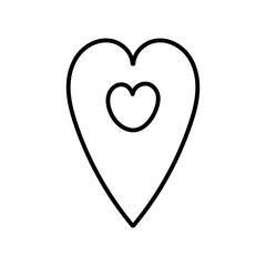 Heart Pin Icon. Honeymoon Destination Icon. Favorite Places icon, liked places pin, love location pointer with heart. Vector illustration in doodle style