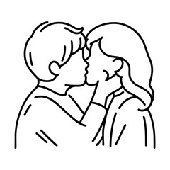 Line art of a kissing couple.