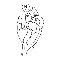 Contour illustration of a hand with graceful fingers forming an elegant pose.