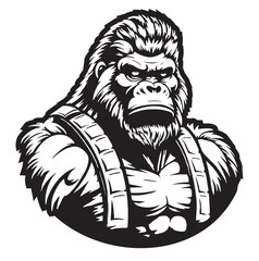 king kong logo, gorilla, wild, monkey, icon, animal logo, chimpanzee, strong illustration, cartoon, flat vector banner for landing page website