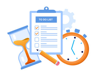 Schedule time management, target, deadline concept, planner, planning and organization, flat vector illustration banner for website