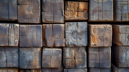 stacked wooden blocks texture, wooden background, nature wallpaper